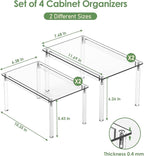 4 Pack Lazy Susan Organizer, Clear Lazy Susan Turntable, Set of 4 Acrylic Cabinet Organizer Shelf, Stackable Cabinet Riser fo