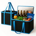 musbus XL-Large Insulated Grocery Shopping Bags, Black, Reusable Bag,Thermal Zipper,Collapsible,Tote,Cooler,BLACK BLUE