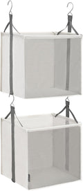 STORAGE MANIAC 2-Shelf Hanging Closet Organizer, Cloth Hanging Closet Shelf, Hanging Closets Baskets with Hooks for Dorm, Apt