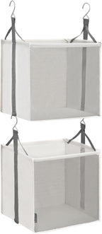 STORAGE MANIAC 2-Shelf Hanging Closet Organizer, Cloth Hanging Closet Shelf, Hanging Closets Baskets with Hooks for Dorm, Apt