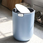 EKO Fandy 0.4 Gal/1.5L Mini Tabletop Trash Bin with Swing-Lid, Desktop Trash Can for Bathroom Countertop, Vanity, Coffee or Office, Small Garbage Bin (Blue)