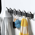 VAEHOLD Wall Hooks Coat Hooks Wall Mounted, Coat Rack with 6 Double Hooks for Hanging Towel Hat Coat Robe Bag Key for Bathroo