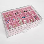 YUFONG Earring Organizer Box Acrylic Jewelry Organizer with 3 Drawers 54 Adjustable Grids Clear Stackable Earring Holder Velv