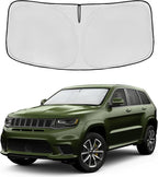 Windshield Sun Shade for Jeep Cherokee 2014-2023 Accessories 4-Layer 240T Front Window Shade Custom Fit Cherokee Sun Visor Foldable Shade Blocks UV Rays