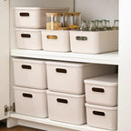 Yishyfier Plastic Storage Baskets With Lid Organizing Container Lidded Knit Storage Organizer Bins for Shelves Drawers Deskto