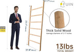 FUIN 6.4ft Extra Wide Wood Blanket Ladder Living Room Decorative Wall Leaning Farmhouse Quilt Display Holder Rustic Wooden To