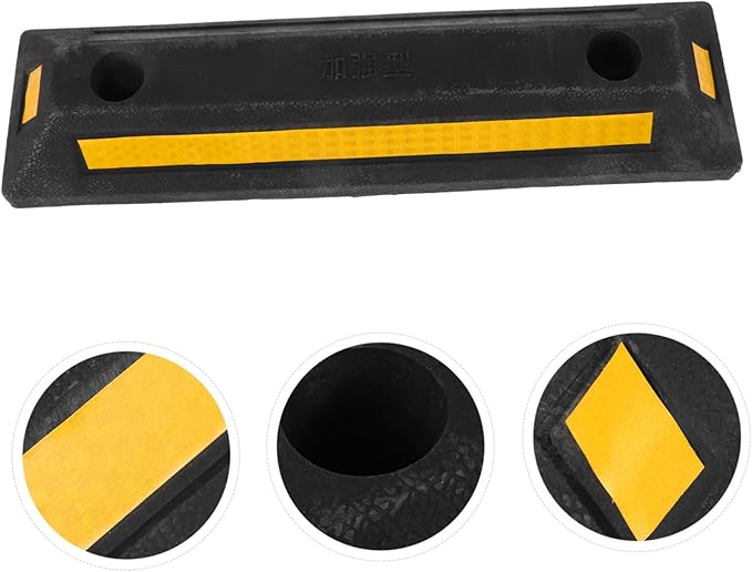 Parking Block Garage Car Stopper Reflective Stripes Heavy Duty Vehicle Stop Aid for Driveway and Rv Easy to Install Tire Stops for Garage Floor