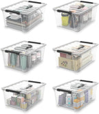 WYT Clear Storage Latch Bins, 6-Pack Storage Organizer Box with Handle and Lids, 5-Litre