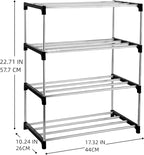 4-Tier Stackable Small Shoe Rack, Lightweight Shoe Shelf Storage Organizer for Entryway, Hallway and Closet(Black)
