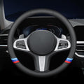 New Nappa Leather Car Steering Wheel Cover, Comfortable, Non-Slip, Sporty Style. for BMW Car Steering Wheel Covers. Black and
