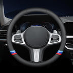 New Nappa Leather Car Steering Wheel Cover, Comfortable, Non-Slip, Sporty Style. for BMW Car Steering Wheel Covers. Black and