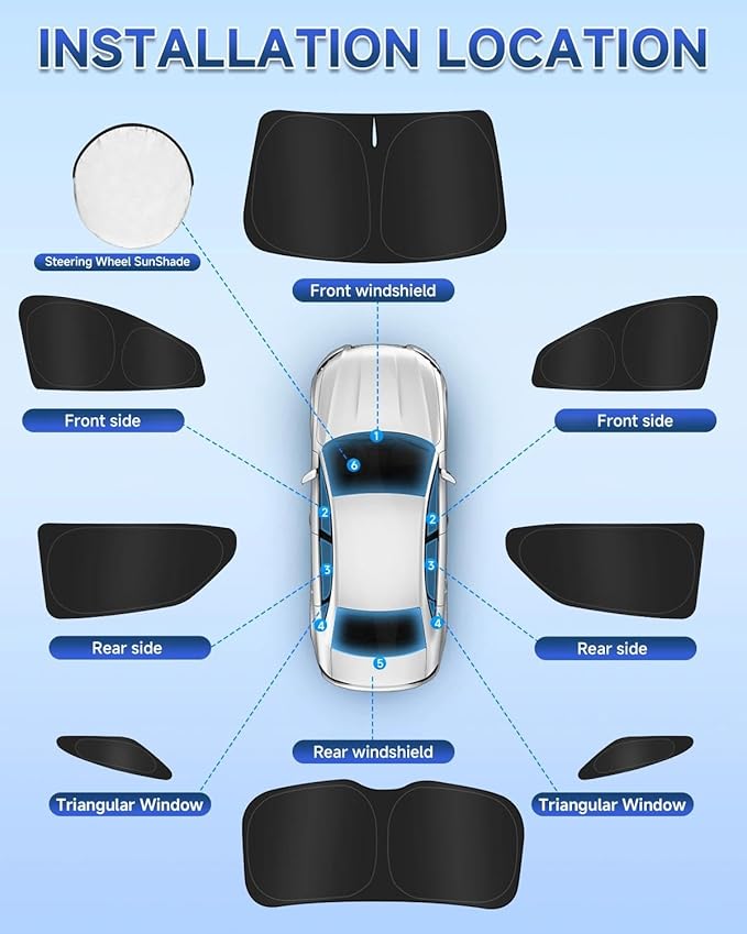 8PCS Window Shades for Chevy Equinox 2018-2026 Accessories – Full Coverage Sun Shade for Side Windows, Rear Triangular & Windshield – UV Protection & Privacy for Camping, Napping, Relaxing