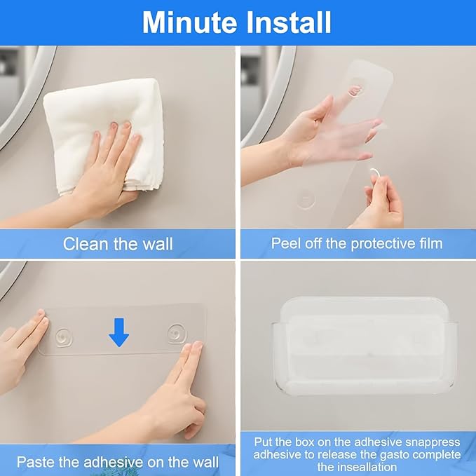 Diesisa Acrylic Wall Mount Organizer - 5.1" D x 10.9" W x 6" H, Large Size Adhesive Wall Self - Shower Caddies Organizer - Ba