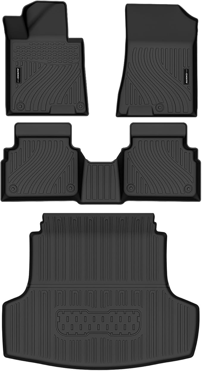 Auxko All Weather Floor Mats Cargo Mat Fit for Kia K5 FWD 2021-2026 & Hyundai Sonata (Only FWD & Gas) 2020-2026 TPE Liners Accessories Guard Odorless Anti-Slip All Season Black