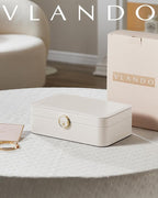 Vlando 2 Layer Jewelry Box,Jewelry Organizer Storage Lockable Earring Organizer Removable Jewelry Tray with Watch Pillow for 