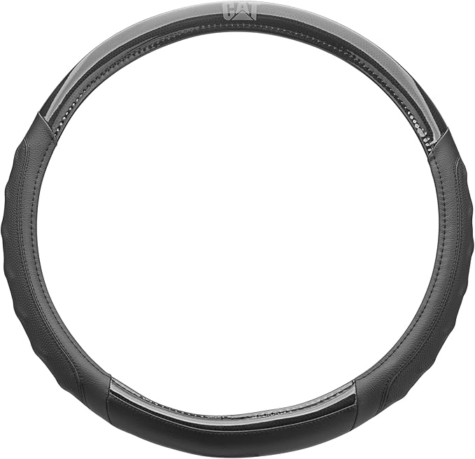 Cat® BigGrip Faux Black Leather Semi Truck Steering Wheel Cover, Fits RV and Big Rig Trucker, Steering Wheel Cover for Trucks 18 Wheeler - X-Large 17.5" - 18" Inches