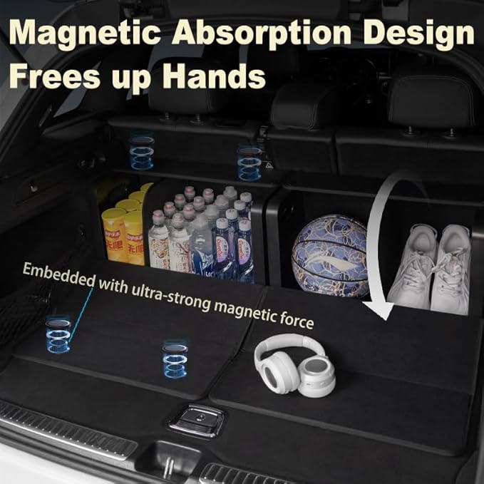 GMQ Trunk Organizers for Car,Car Organizers and Storage for SUV,Magnetic Lid with Collapsible Storage, Large Capacity for SUV,