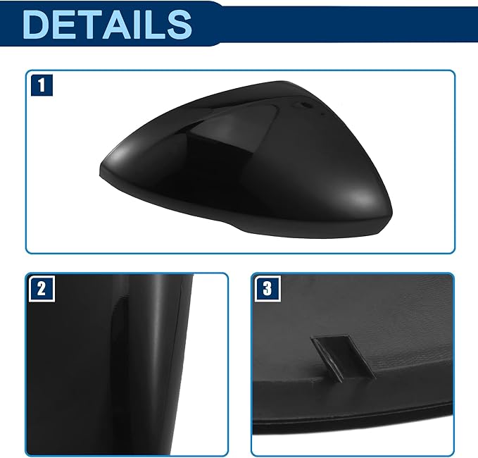 1pcs Passenger Side Mirror Cover Compatible with Chevrolet Cruze 2017 2018 2019, Black Mirror Cap Replacement for Right Side, Exterior Rearview Mirror Trim