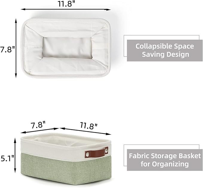 HNZIGE Collapsible Storage Baskets for Shelves(6pack) Small Fabric Bins with Handles, Linen Baskets Organizer Bins for Organi