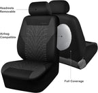 CAR PASS Emboss Tyre Front Seat Covers, Universal Fit Elastic Breath Premium Cloth seat Covers Front Seats only for Truck SUV