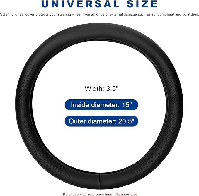 Car Steering Wheel Cover, Premium Leather Steering Wheel Sleeve with Anti-Slip Lining, Breathable Soft Auto Wheel Protector I