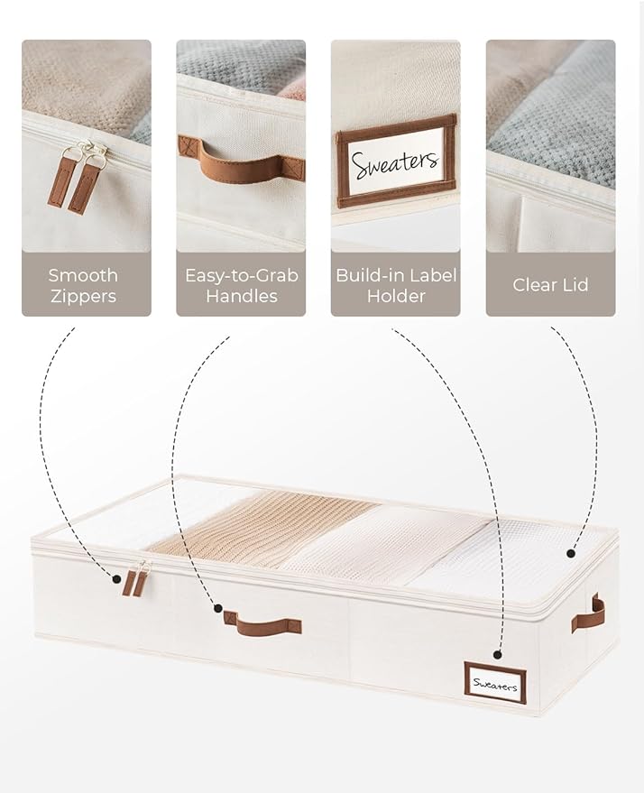 StorageWorks Under Bed Storage Containers with Cedar Wood Clothes Hanger 10 Pack