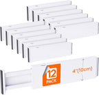 Lifewit 12 Pack 4" High Drawer Dividers 34-56cm/13.5-22" Adjustable Drawer Organizer for Clothes/Utensils, Expandable Drawer 