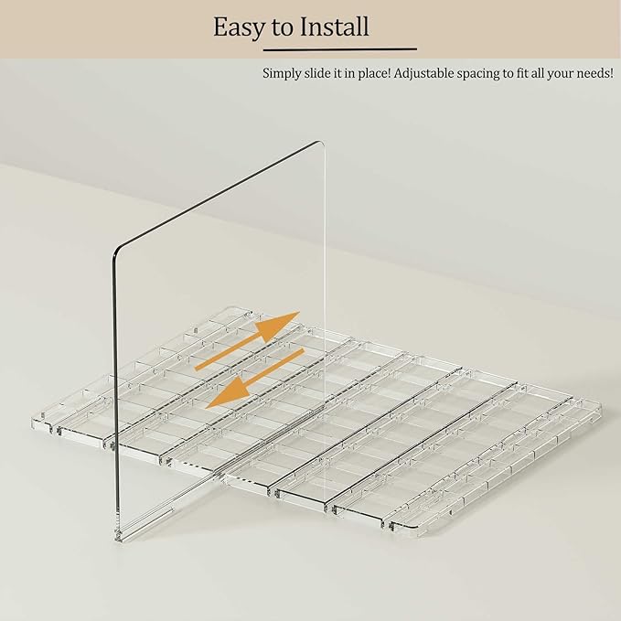 Purse Organizer for Closet - 2 Pack Acrylic Clear Shelf Dividers, Adjustable Bag Handbag Book Storage Organizer for Bedroom O