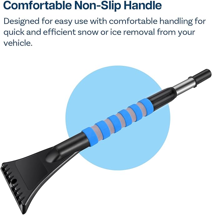 MMOBIEL Snow Brush and Ice Scraper for Car Windshield Essential Automotive Exterior Accessory, Winter Car Gadget – Detachable Universal Vehicle Snow Scraper – Durable Ergonomic Grip – Blue