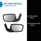 TRQ 2 Piece Driver and Passenger Side Mirror Assembly Set Electric Adjustment Non-Heated No Memory Black Compatible with 2008