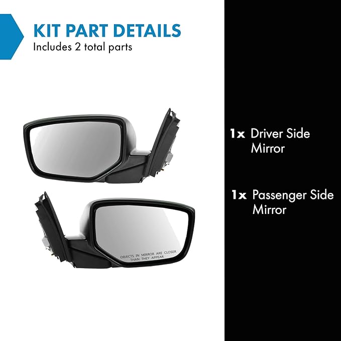 TRQ 2 Piece Driver and Passenger Side Mirror Assembly Set Electric Adjustment Non-Heated No Memory Black Compatible with 2008