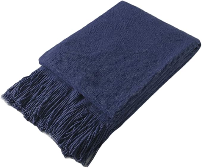 Homiest Decorative Knitted Throw Blanket with Fringe, Lightweight Acrylic Knit Blanket, Soft & Cozy Tassel Blanket for Couch,
