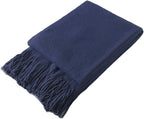 Homiest Decorative Knitted Throw Blanket with Fringe, Lightweight Acrylic Knit Blanket, Soft & Cozy Tassel Blanket for Couch,