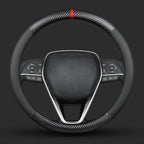 Carbon Fiber Leather car Steering Wheel Cover, Comfortable and Anti-Skid, Universal 15 inch (Black)