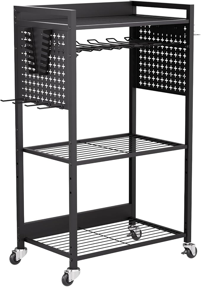 VEVOR 4-Tier Tool Organizer Cart, 150 lbs Load Capacity, Floor Stand Rolling Drill Holder and Stability Storage Rack, Heavy D