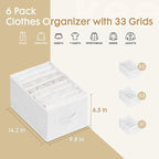 Criusia 6 Pack Large Clothes Organizer, Wardrobe Closet Organizer and Storage with Handles, Foldable Fabric Closet Organizers