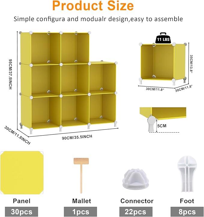 AWTATOS Cube Storage Organizer, 8 Cube Closet Organizers and Storage, DIY Stackable Bookshelf Plastic Clothes Organizer Shelv