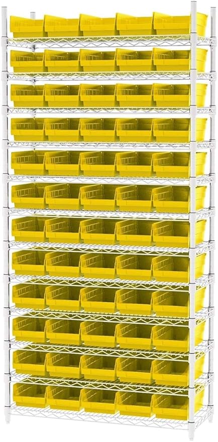Akro-Mils 30130 Plastic Shelf Bins, Heavy Duty Storage Bins for Garage, Closet, and Drawer Organization, 12" x 6-1/2" x 4", Y