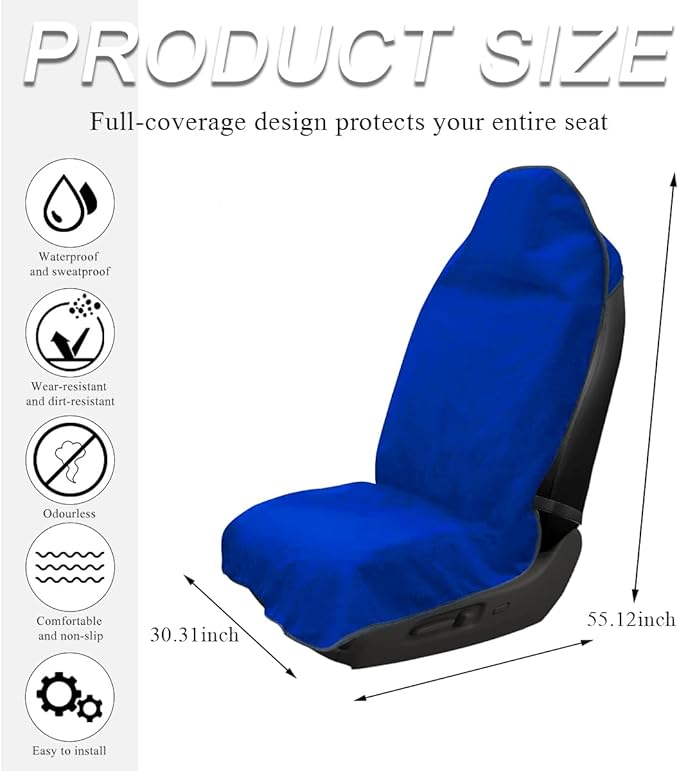 Waterproof Car Towel Seat Cover, Sweating Non-Slip Premium Towel Carseat Cover Protector, Universal Soft Machine Washable Car