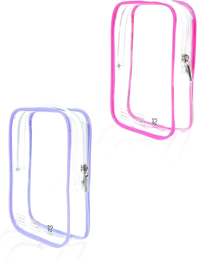 2 Packing Cubes 1 Quart Size Travel Bag TSA Approved Toiletry Bag Clear Small Purse Pouch International Long Flight Must Have