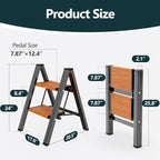 WOA WOA Step Ladder, Widening Pedals for Extra Balance, Lightweight Step Stool, Easy to Move Around, Foldable Ladder, Space S