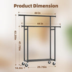 Simple Trending Clothes Rack, Double Rods Clothing Rack for Hanging Clothes, Metal Garment Rack with Rolling Wheels, Portable