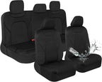 Motor Trend Waterproof Car Seat Covers Full Set – Black Seat Covers for Car Front & 60/40 Split Back Bench - Carseat Cover fo