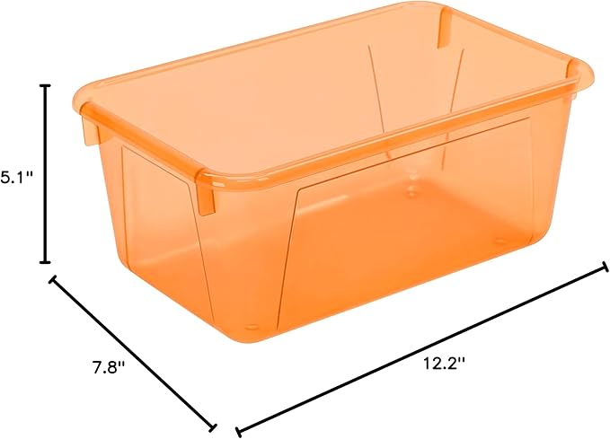 Storex Small Cubby Bin, 12.2 x 7.8 x 5.1 Inches, Candy Orange, 5-Pack (62479U05C)