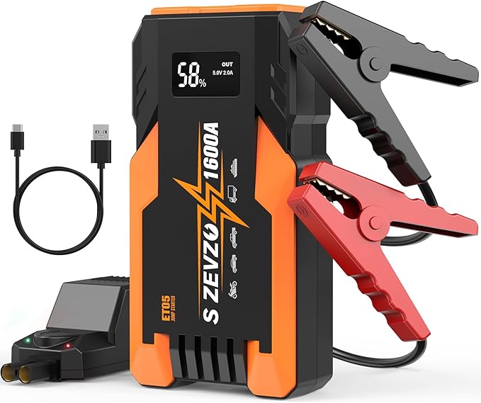 S ZEVZO Jump Starter 1000A Peak Portable Jump Starter for Car (Up to 7.0L Gas 5.5L Diesel Engine) 12V Auto Battery Booster