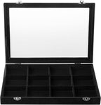 Frebeauty Velvet Jewelry Tray,12 Grid Jewelry Organizer with Clear Lid,Bracelets Holder,Jewelry Display Case with Clasp,Drawe