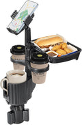 Car Large Cup Holder Expander, 5-in-1 Cupholder Extender with Phone Holder & Swivel and Detachable Snack Food Tray Table for 