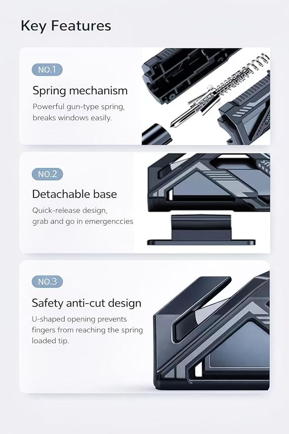 2 Pack Car Window Breaker & Seatbelt Cutter Emergency Escape Tool, Safety Hammer with Hardened Tungsten Steel Tip, Anti-Mistr