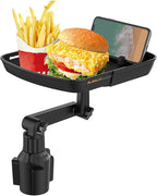 Cup Holder Tray Table, 360º Adjustable Car Drink Holders Tray, Stretchable Car Food Tray Coffee Table Stand with Phone Holder