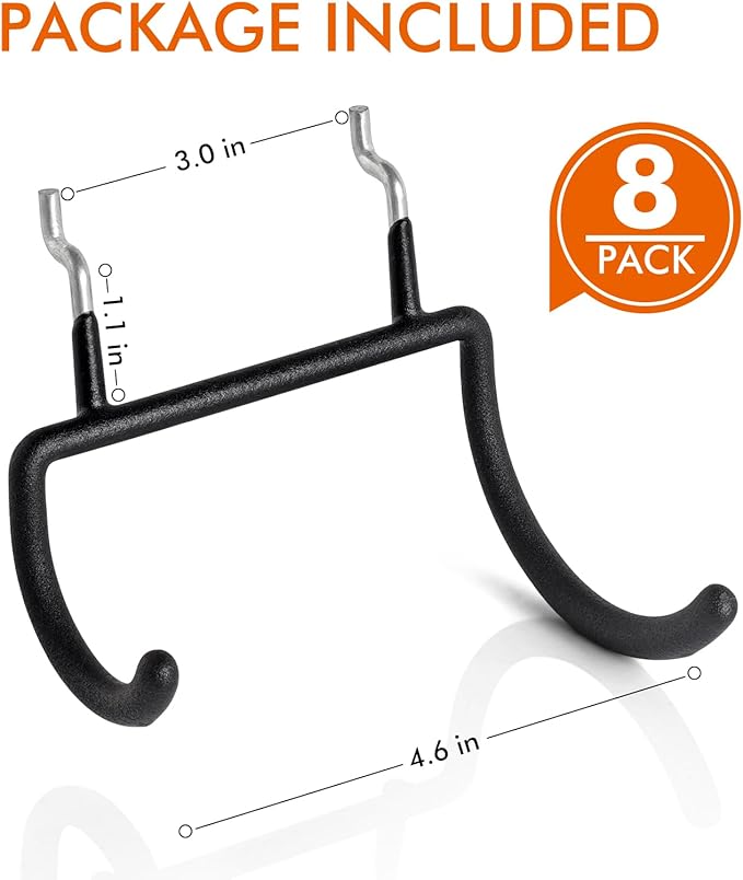 LIGHT DUST Utility Heavy Duty Pegboard Hooks - 8Pack Peg Board Accessories for Hanging Tools Fit 1/4" Peg Holes - Pegboard Or